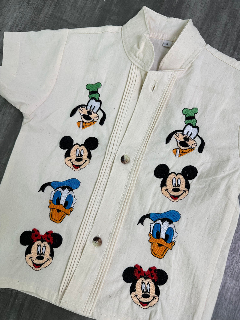 Disney Embroidered Guayabera Kids Cream