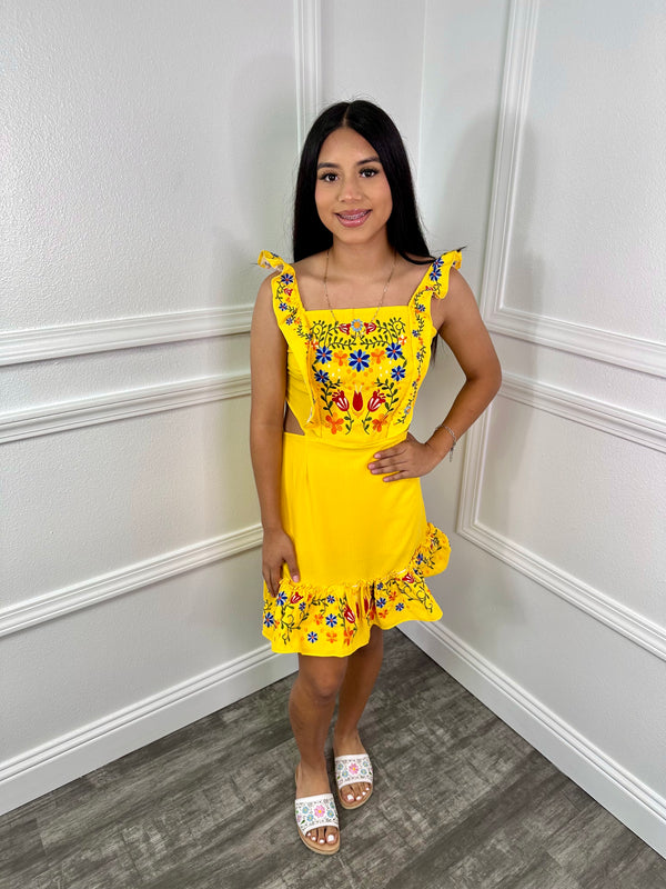 Tatiana Mexican Dress Yellow