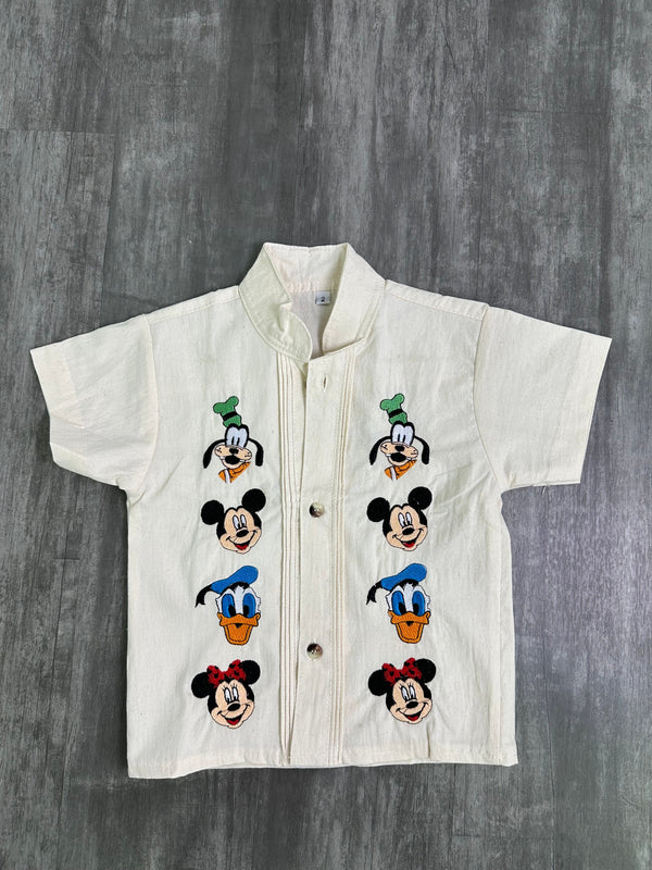 Disney Embroidered Guayabera Kids Cream