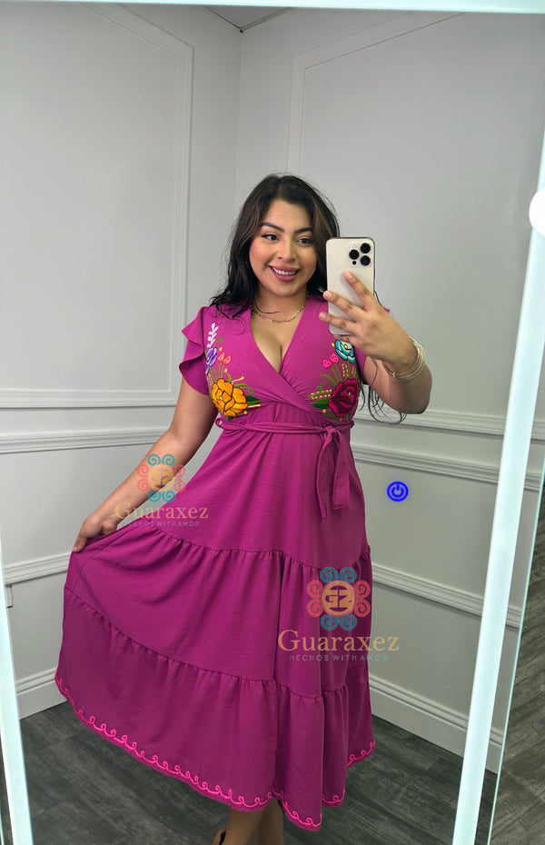 Carlota Mexican Dress Purple