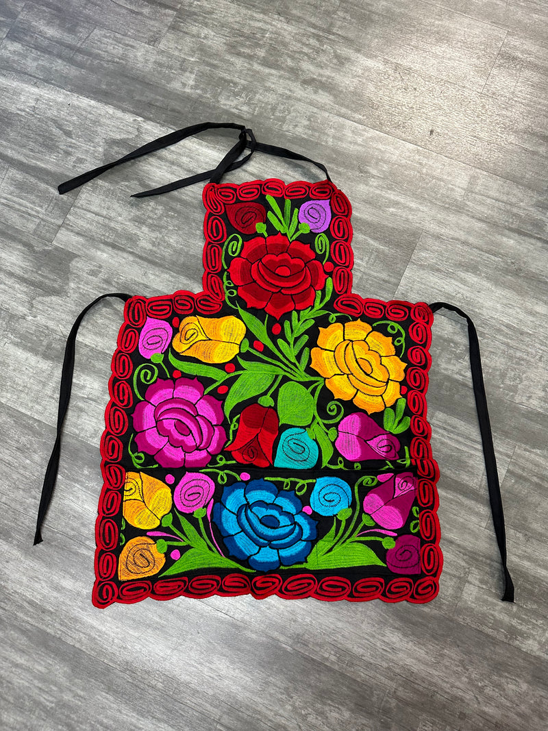 Floreado Multicolor Black Mexican Apron