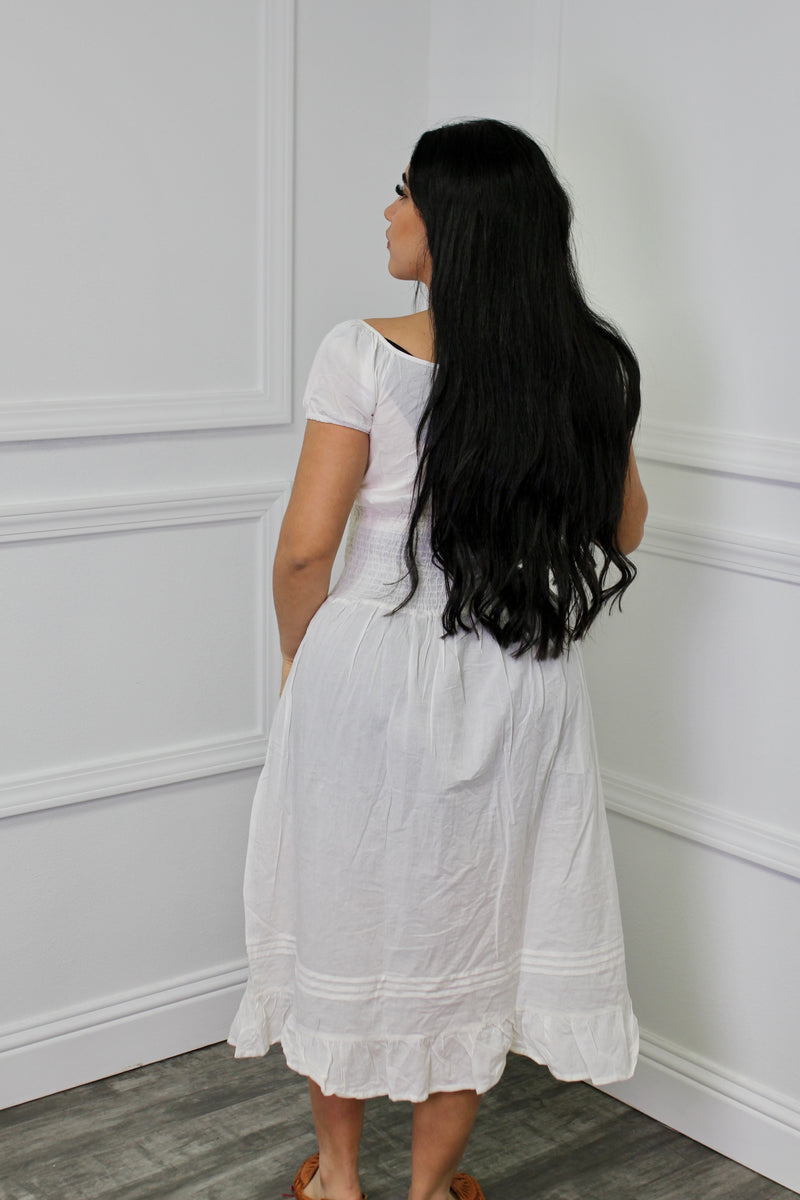 La Dama Embroidered Dress White