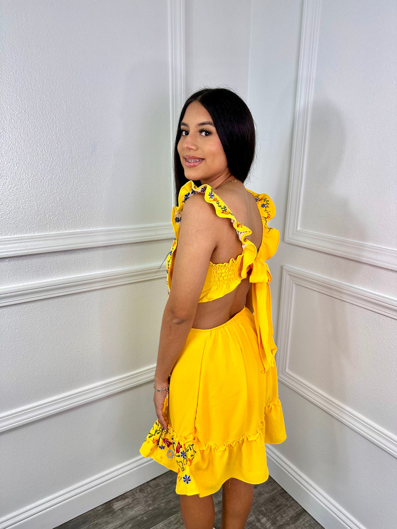 Tatiana Mexican Dress Yellow