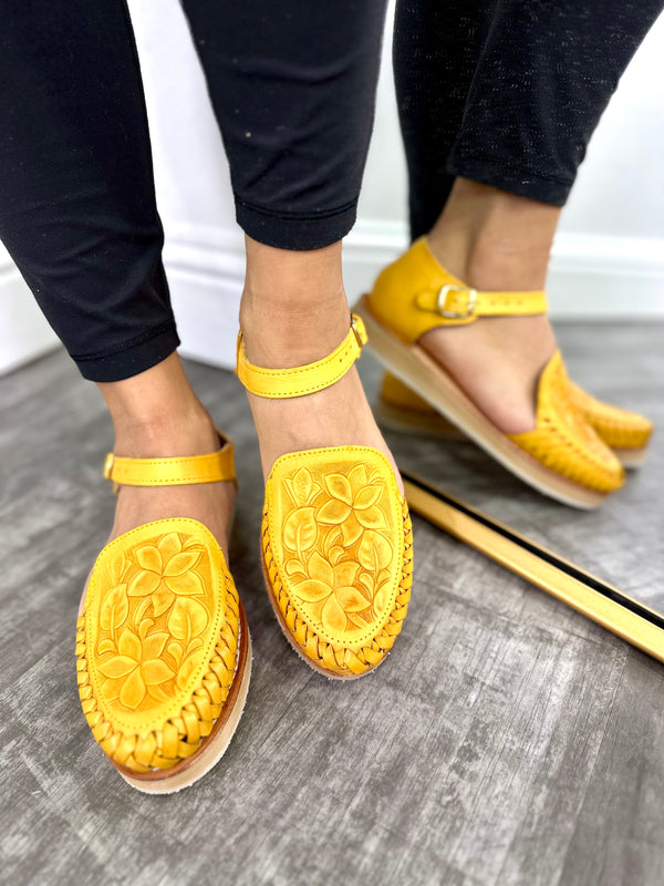 Jasmin Buckle Huaraches Mustard