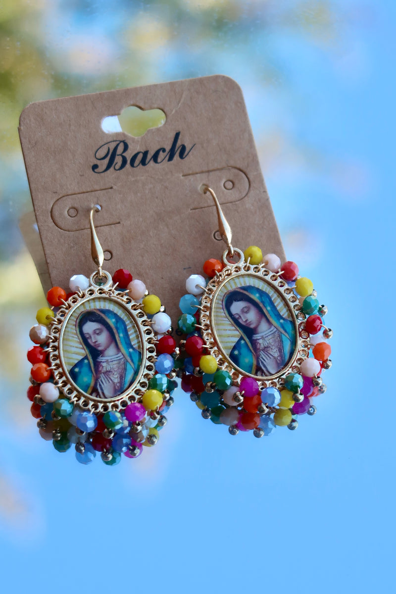 Virgen De Guadalupe Bead Earrings