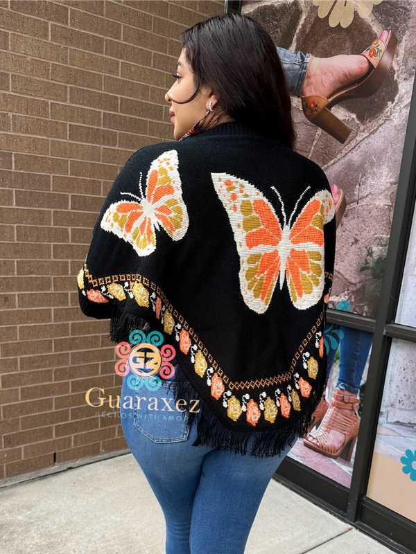 Mariposa Monarca Mexican Poncho Black