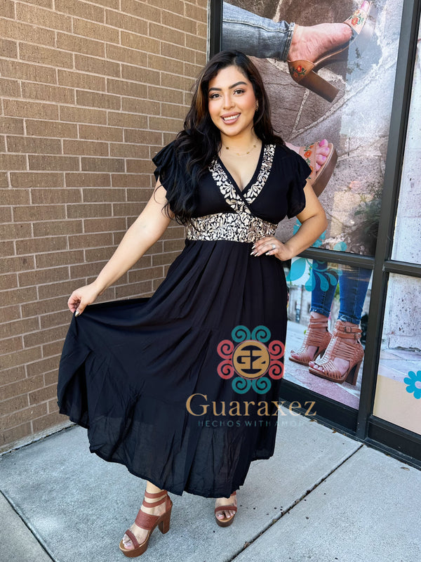 Mari Carmen Mexican Long Emrbroidery Dress