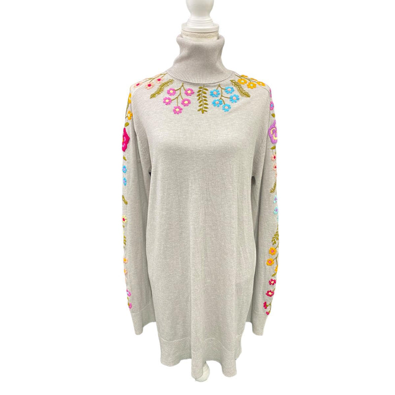 Blossom Embroidery Sweater Dress