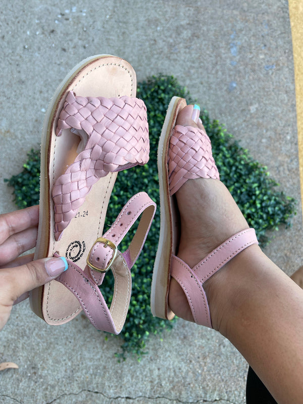 Ixtapa Leather Sandals Rose|Tacon Bajo