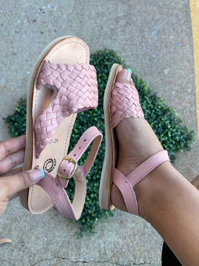 Ixtapa Leather Sandals Rose|Tacon Bajo