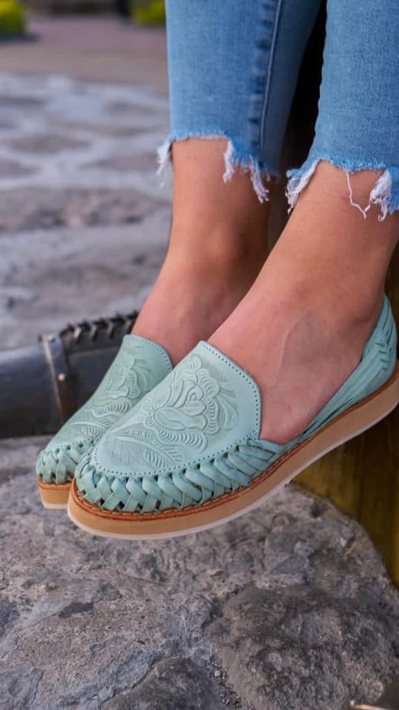 Rosalinda Leather Flat Turquoise