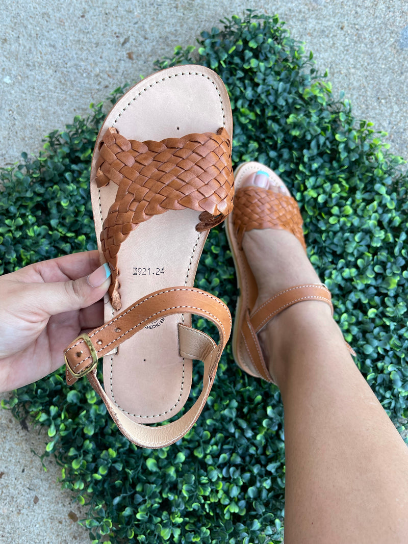 Ixtapa Leather Sandals Tan|Tacon Bajo