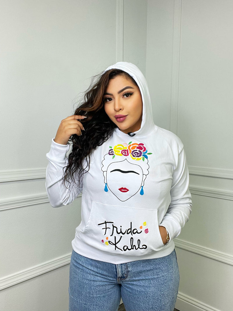 Frida Kahlo White Hoodie