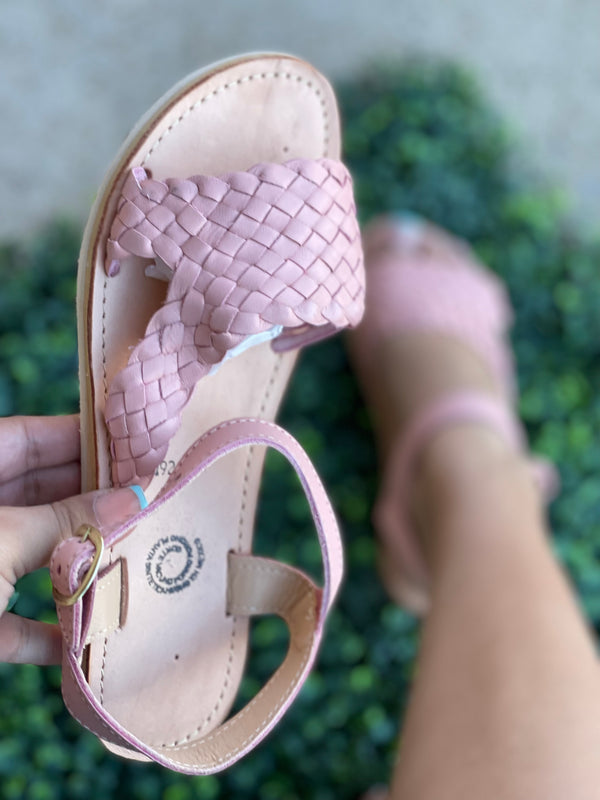 Ixtapa Leather Sandals Rose|Tacon Bajo