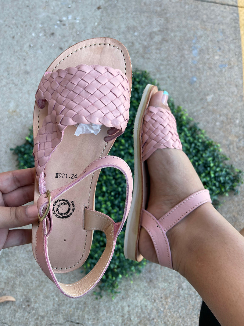 Ixtapa Leather Sandals Rose|Tacon Bajo